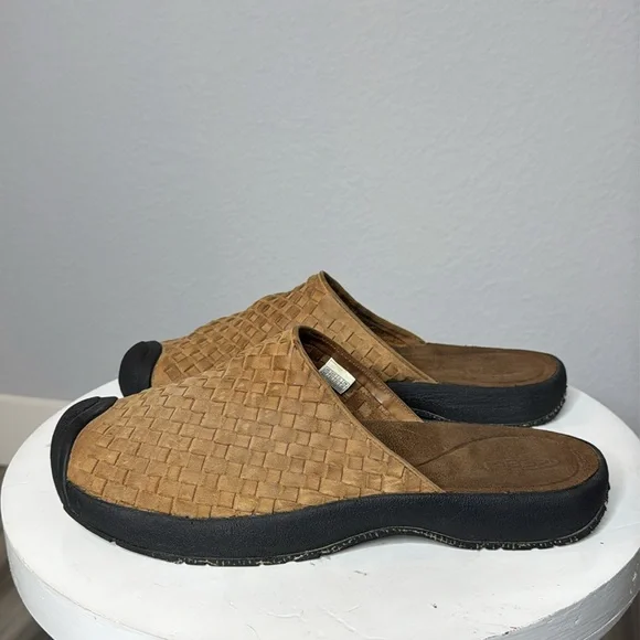 KEEN MENS SAN JUAN TAN WOVEN LEATHER SLIP ON SANDAL SHOES - Picture 5 of 12